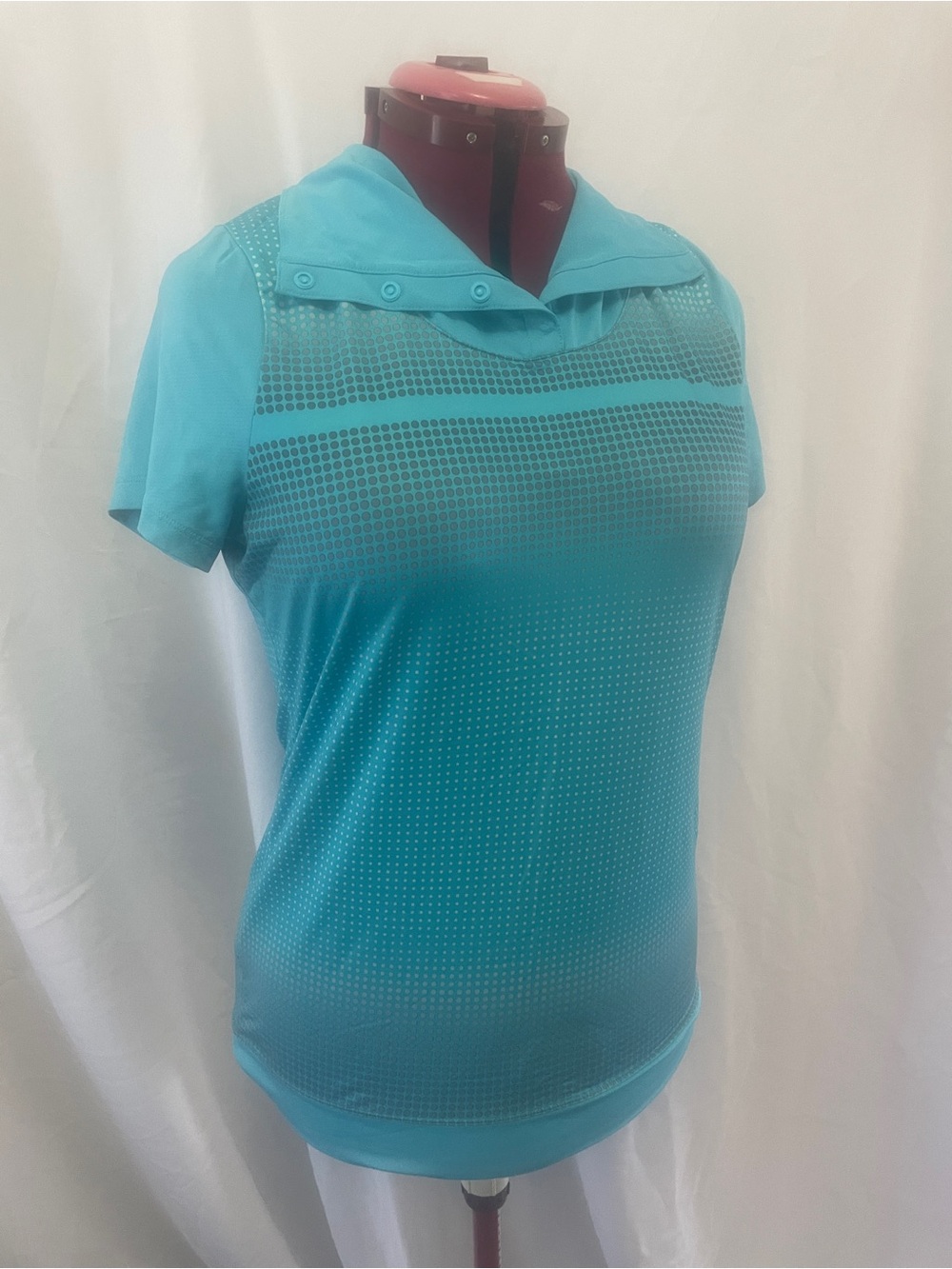 Aqua Nike golf Short-Sleeve Performance Top with Buttoned Collar